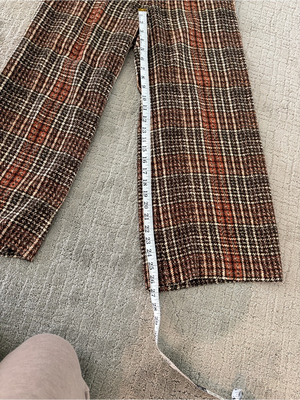 L'AGENCE Plaid Wide-Leg Trousers in Brown & Cream - Picture 4 of 4